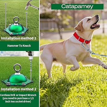 Catapamey Dog Tie Out Cable and Stake for Yard,with 2x20 FT Heavy Duty Cables(up to 200lbs),360 Swivel Dog Run Anchors- No Tangle,Ideal for Outdoor Camping