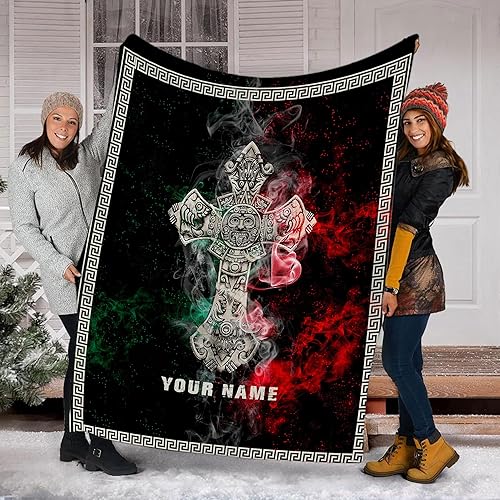 Miniatura 2 de Manta personalizada con nombre de México para hombres y mujeres, mantas personalizadas con bandera de México, manta de bandera mexicana, regalo