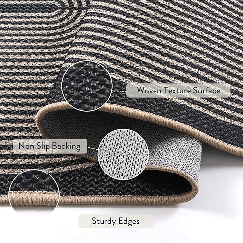 Vista 194 de Lahome Alfombra moderna de yute, de 2 x 8 pies, lavable, para entrada, granja, cocina, antideslizante, para interiores y exteriores, alfombra