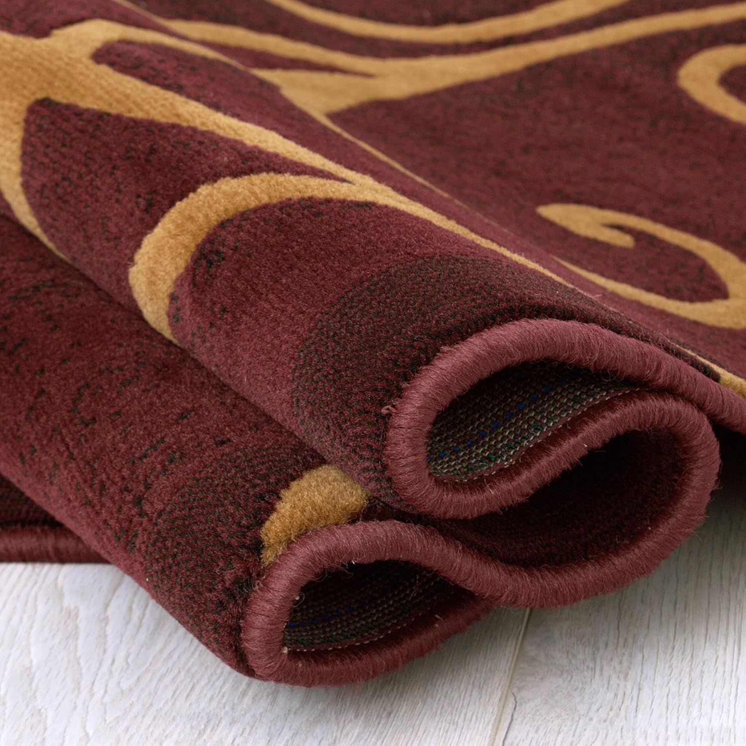 YHSF Modern Contemporary Area Rugs for Living Room, Bedroom, Office, Dining Room, Entryway – Washable, Easy to Clean, Soft Swirl Design, Modern Area Rug – 8x10 Feet, Burgundy