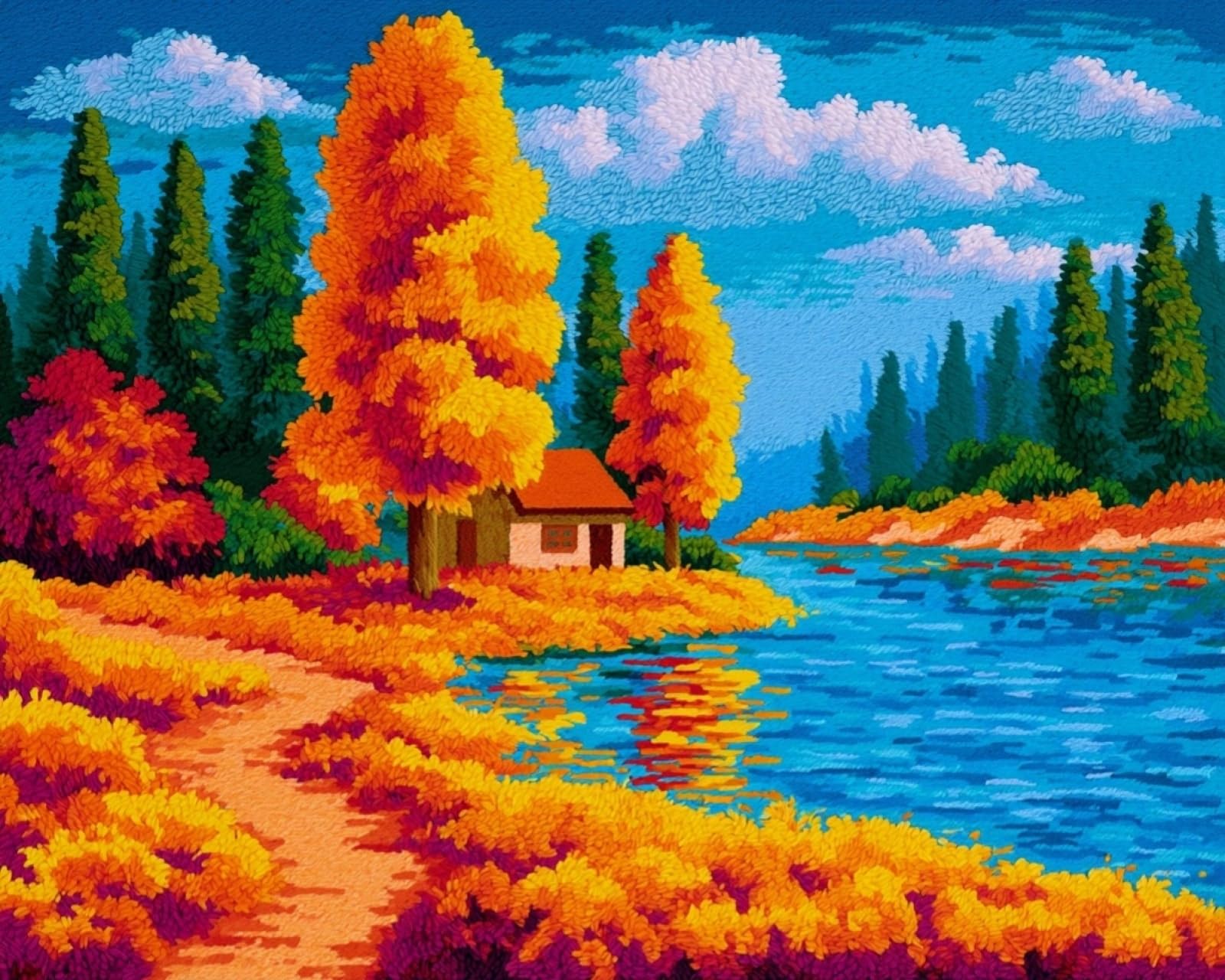 Wallphantom Autumn Landscape Latch Hook Rug Kits,