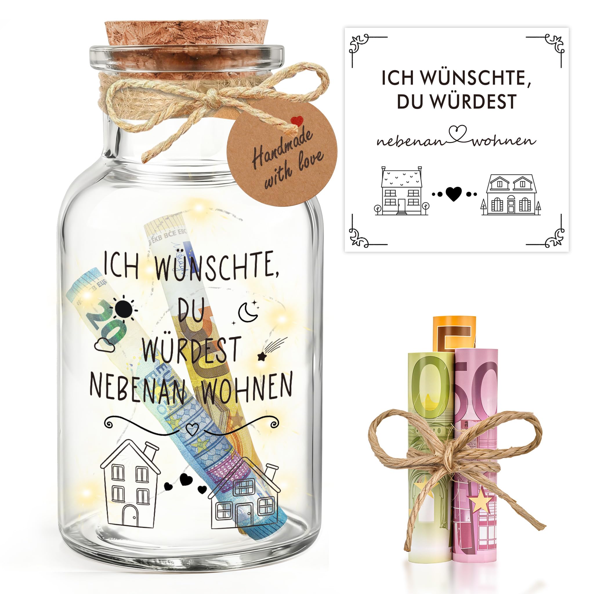 TUZELIYA Originelle Geschenke für Freundin, LED Flaschenlicht mit Grußkarten, Geschenke für Frauen Beste Freundin Schwester BFF, zum Geburtstag Weihnachten