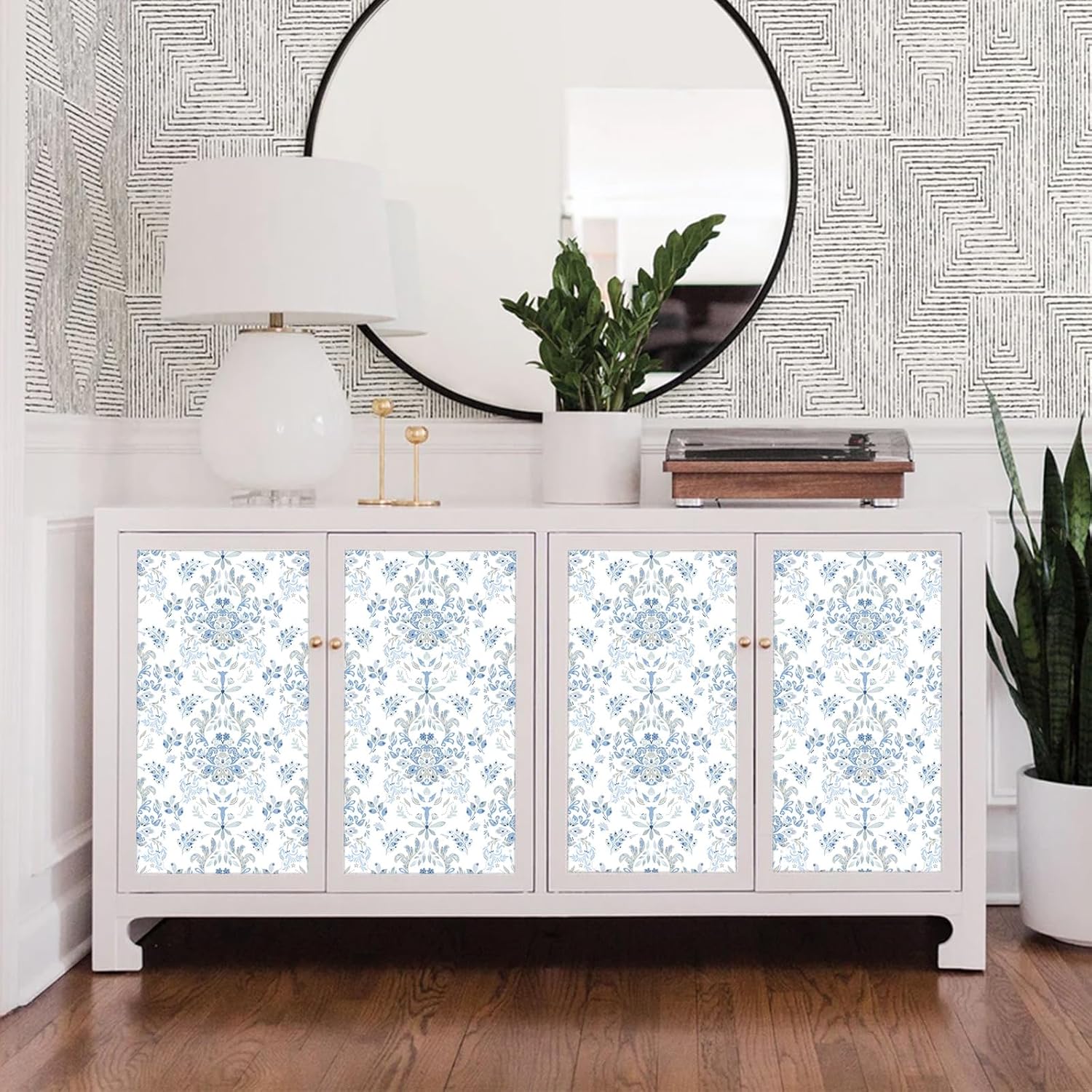 Wallpaper Peel and Stick Wallpaper for Home Decoration Kitchen Blue Wild Flower Removable Vinyl Self Adhesive Shelf Paper & Drawer Liner Roll House, Workshop & Office 17.3" x 79" TH8098-2