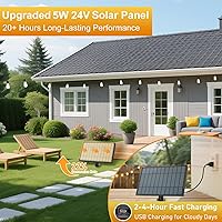 Vista 4 de 100 pies de luces de cadena solar para exteriores con control remoto, luces LED recargables por USB para patio con 52 bombillas ST38 Edison
