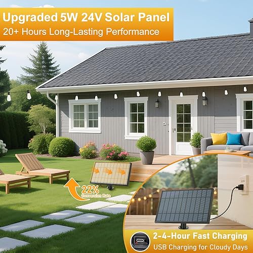 Miniatura 4 de Guirnalda de luces solares para exteriores, impermeables, de 100 pies con control remoto y 52 bombillas LED ST38 inastillables Edison, temporizador,