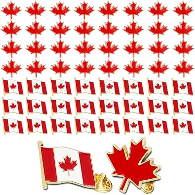 50 Pcs Canada Flag Pins, Enamel Lapel Pin Brooch Badge with Maple Leaf Design for Canadian Souvenirs, Perfect for Men & Womens Clothing, Bags, Hats