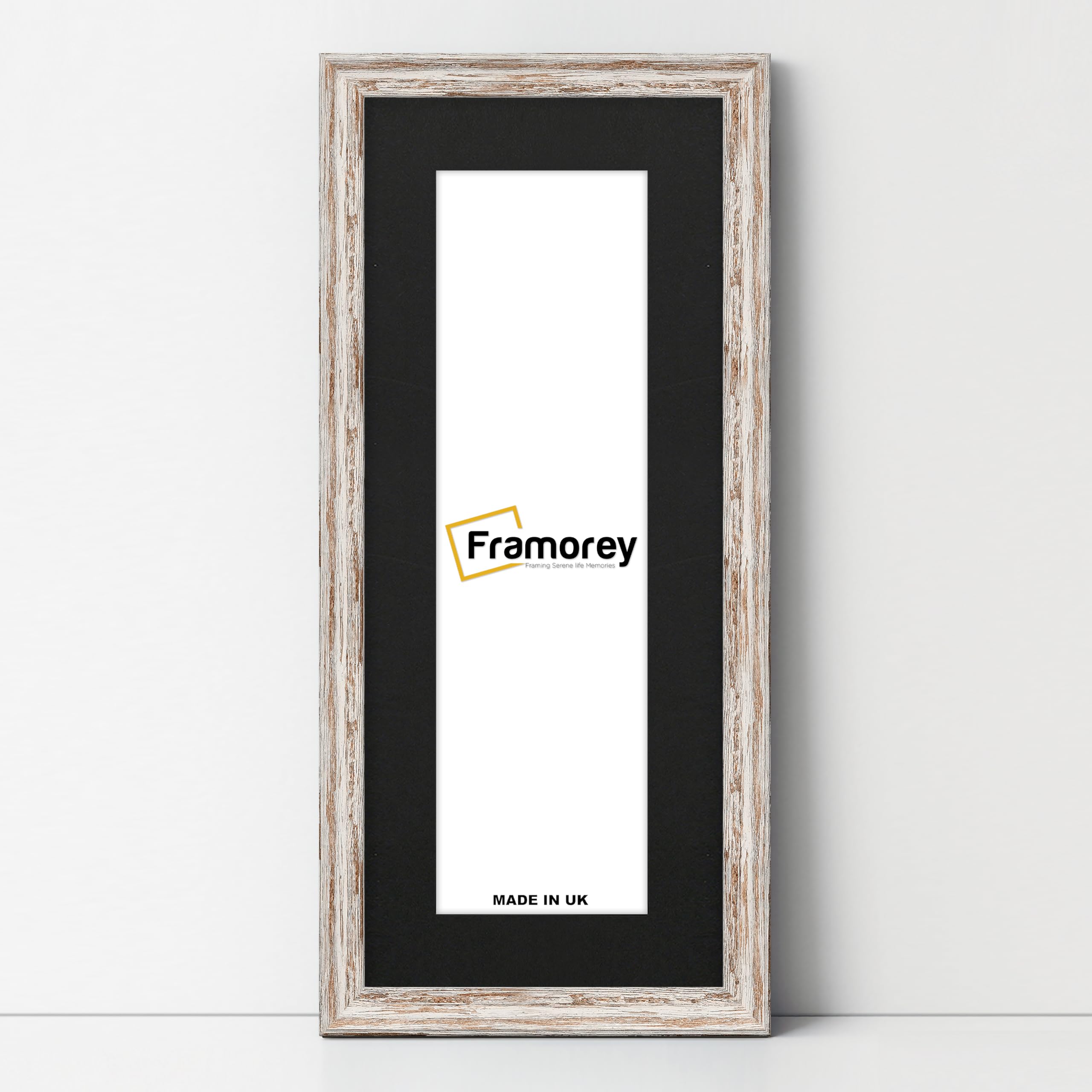 FRAMOREY Vintage Distressed Panorama Style Photo Frame, 20x9" Size Walnut Picture Frame With 16x5" Size Black Mount, Home Decor Frames
