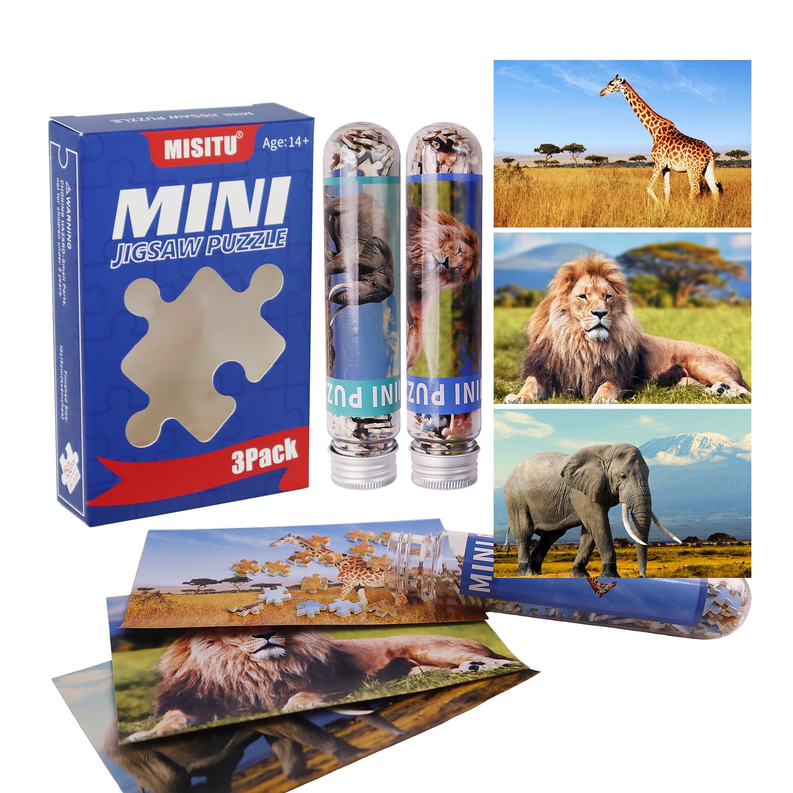 MISITU 3 Pack Jigsaw Mini Puzzles 150 Pieces for Adults Animals Puzzle Challenging Game Micro Travel Puzzle Home Decoration for Adult