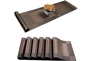 Woven Crossweave Vinyl Placemats and Table Runner Set