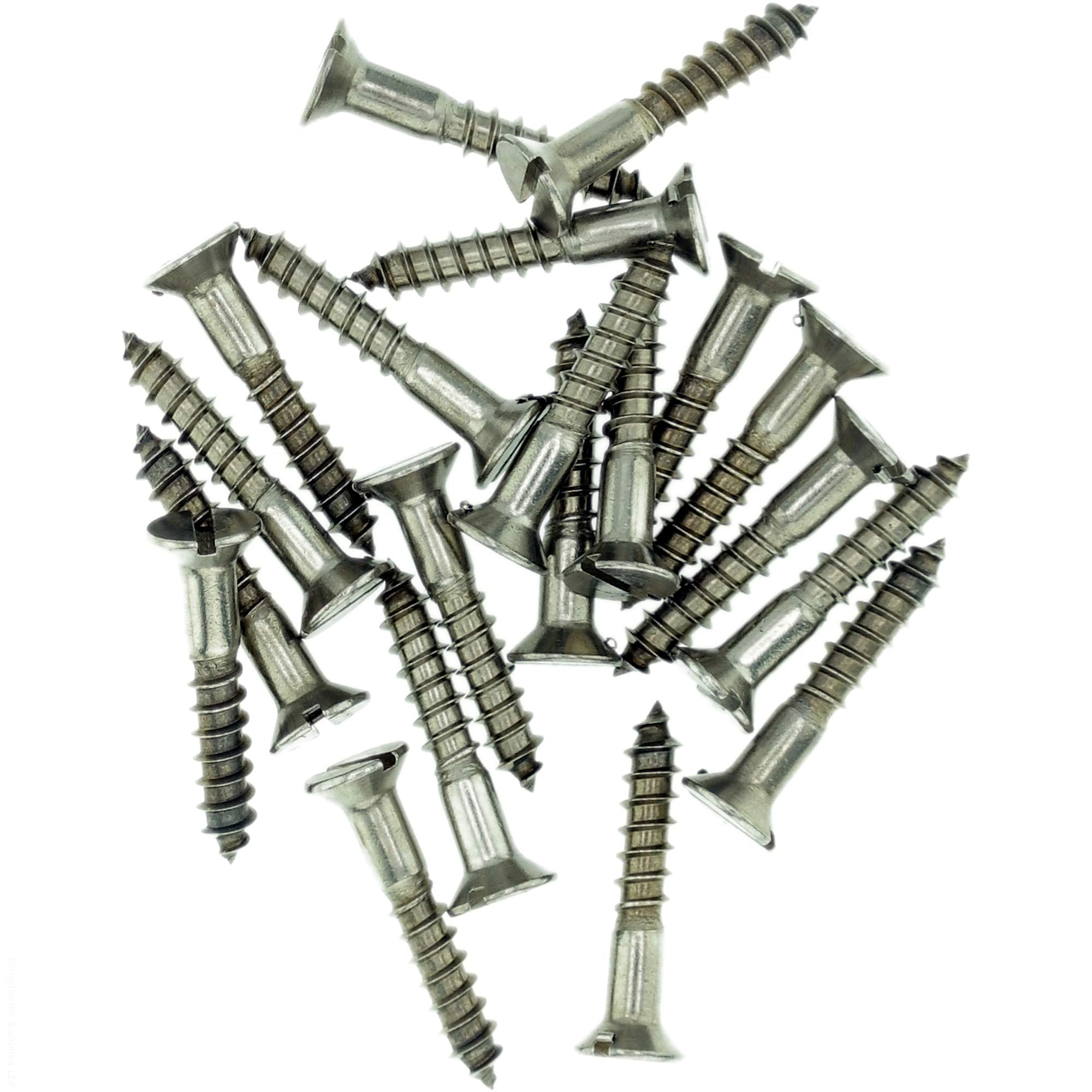 Singularity Supplies No.6 X 1.78 (3.5Mm X 45Mm) Slot Countersunk Wood Screw - Stainless Steel (A2) (Pack Of 20)