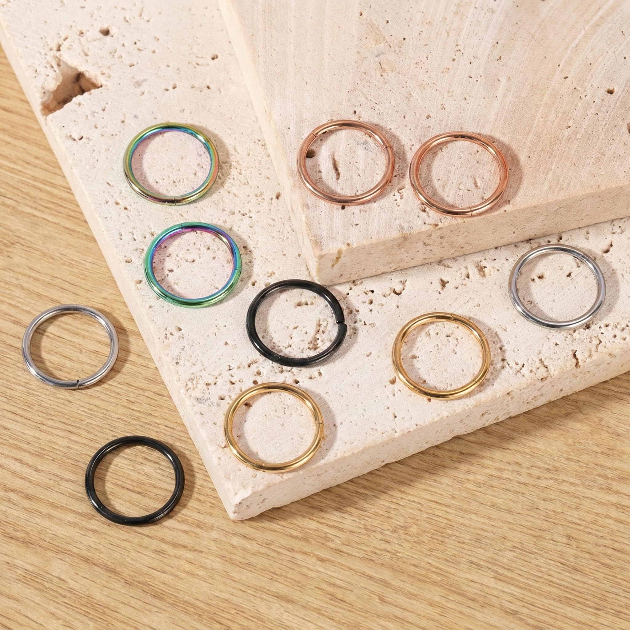Longita 18G Hinged Clicker Segment Nariz Aros Anillos Acero Inoxidable Hombre Mujer Septum Labio Oreja Tragus Cartilage Helix Conch Piercing Joyería 3 Piezas — view 8