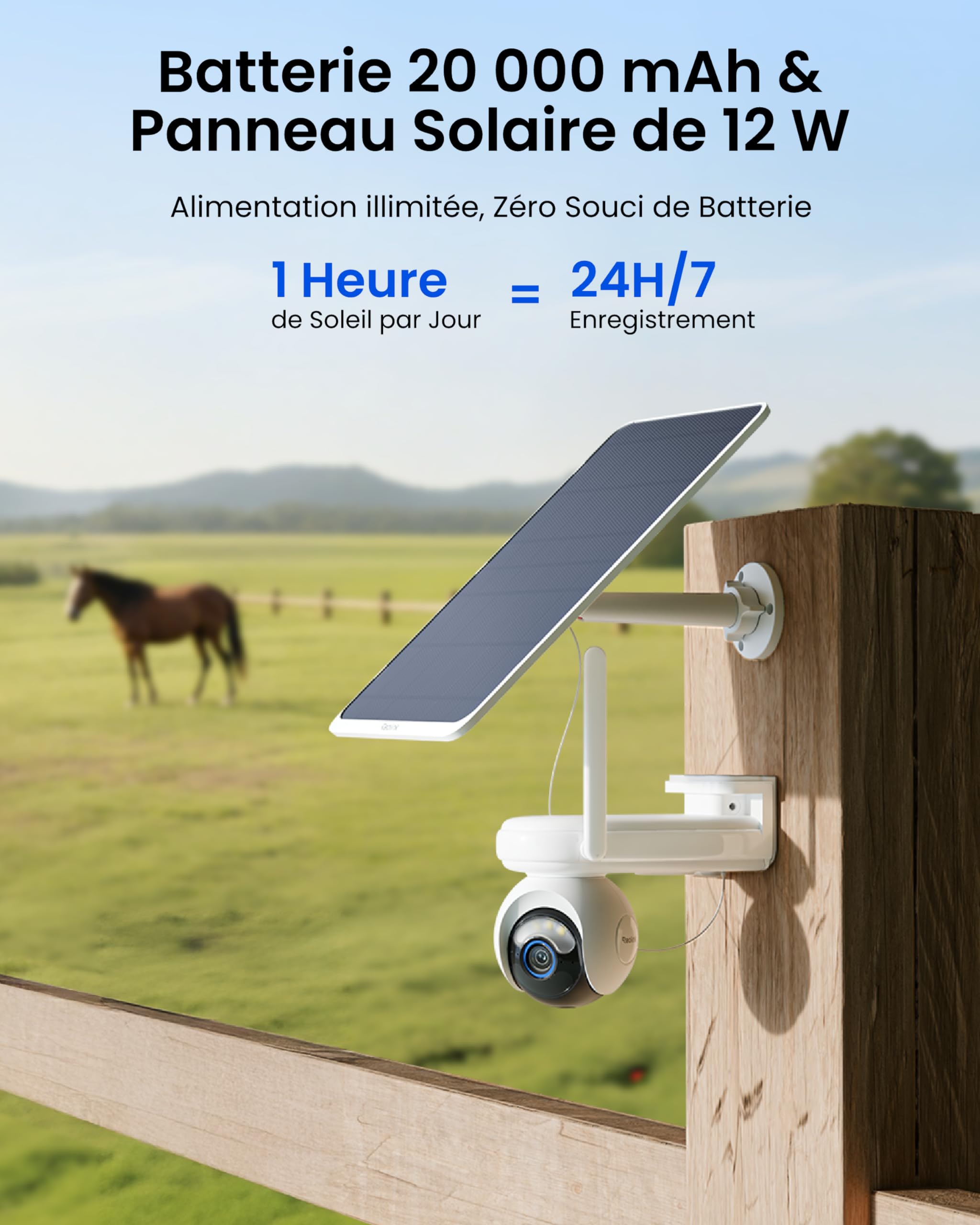 Reolink 4G LTE Camera Exterieur Solaire 4MP, Autonomie 180J, Altas Go PT