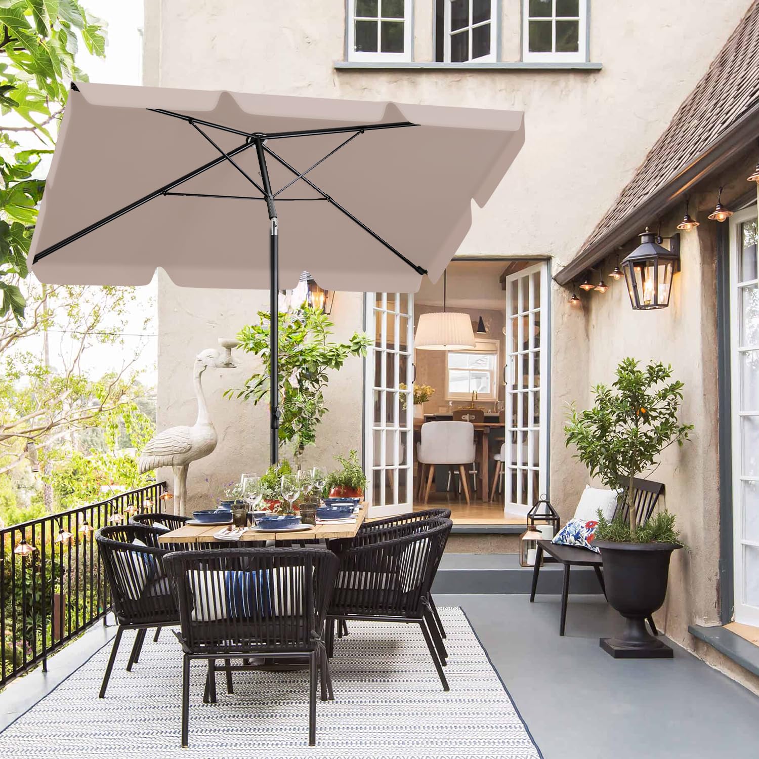 Sekey Sonnenschirm Balkon mit Sonnenschirmhülle, Sonnenschirm Rechteckig mit UPF50+ & GRS-zertifiziert für Balkon, Terrasse & Garten