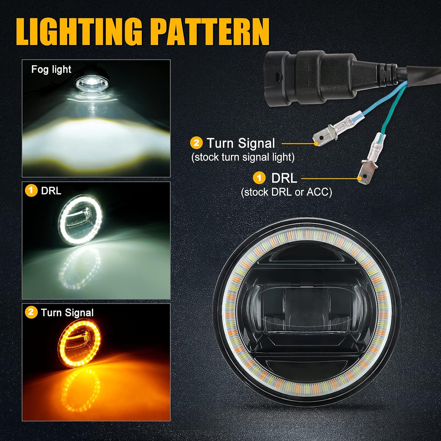 SUPAREE LED Fog Lights with Halo Ring White DRL/Yellow Turn Signal Fit for Tacoma 2005-2011/Tundra 2007-2013/Solara 2004-2006/Sequoia 2008-2015 Ideal for All-Weather Conditions,2 Pack