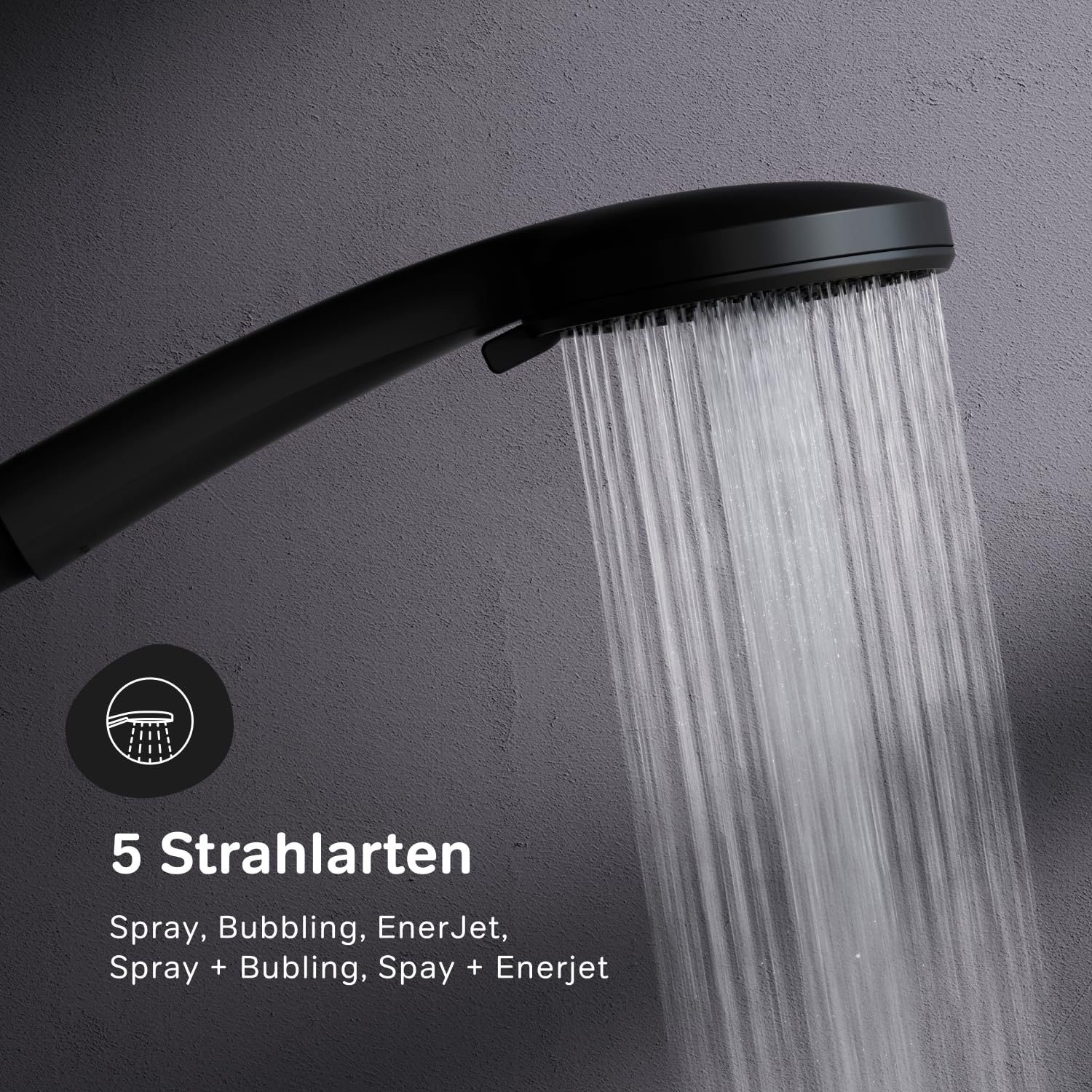 AM.PM Play – Duschsystem mit Thermostat | Duscharmatur Komplettset mit Regendusche & Handbrause | Höhenverstellbare Brausestange 5 Strahlarten | Air In & Duschkopf Antikalk | Rub&Clean | Schwarz Matt