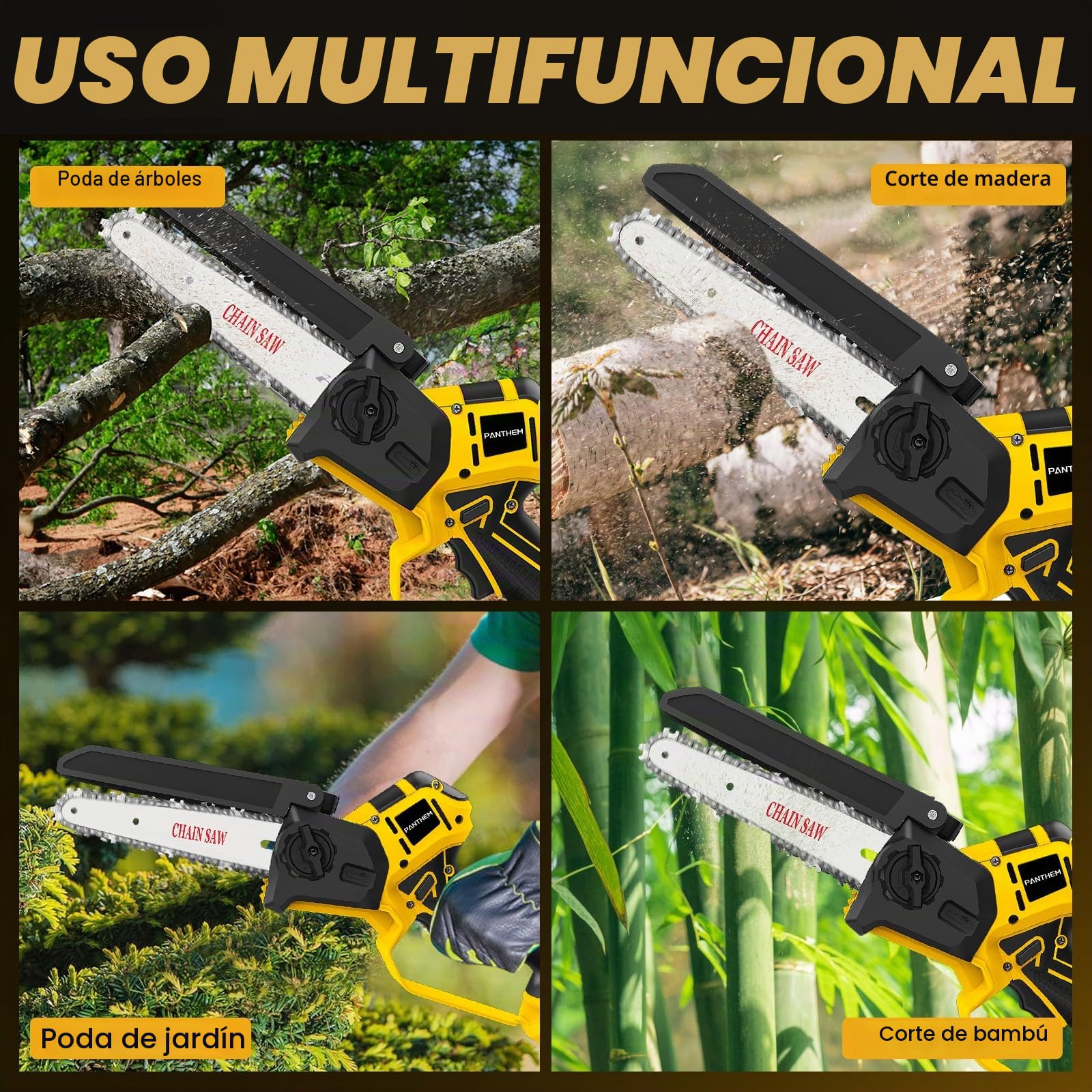 Mini motosierra inalámbrica compatible con Dewalt de 18 V 20 V sin batería | de 8 y 6 pulgadas engrasador automático sin escobillas, motosierra eléctrica portátil pequeña con cadena para cortar