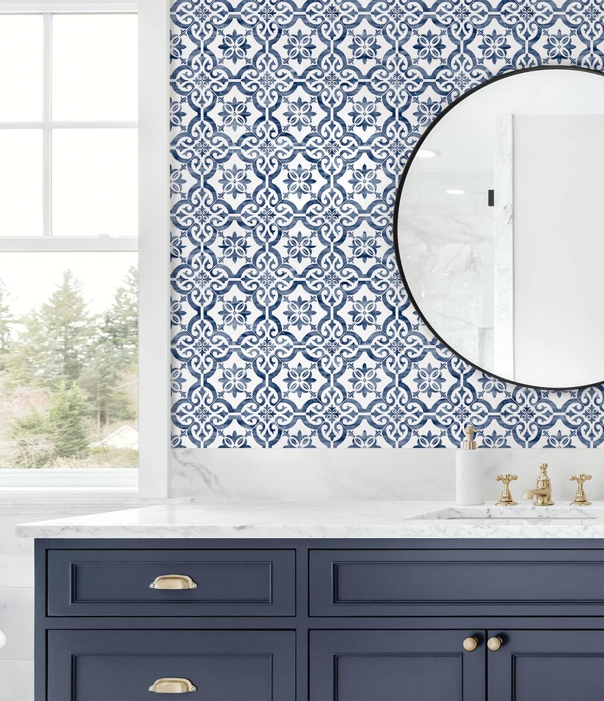 Lillian August Luxe Haven Porto Tile Peel and Stick Wallpaper (Riviera Blue)