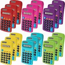 18 Pieces Pocket Calculator,Pocket Size Mini Calculators,8 Digit Display Basic Calculator,Solar Battery Dual Power Desktop Calculators for Students Kids Home Office Multicolor, 18 Pieces