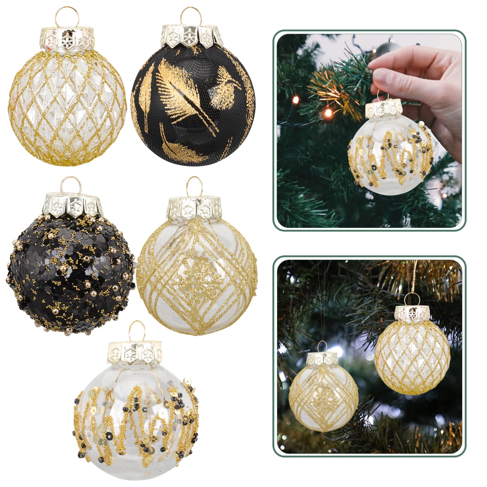 VICASKY 25 Piezas Decoraciones De Navidad Colgante De Bola De Navidad Trajes Negros Adornos De Plástico para Árboles De Navidad Adornos De Bolas Pintado El Plastico Utensilios De Navidad