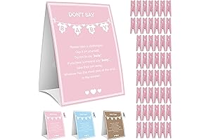 Pink Don't Say Baby Party Game with Sign and Clothespins for Fun Baby Showers
