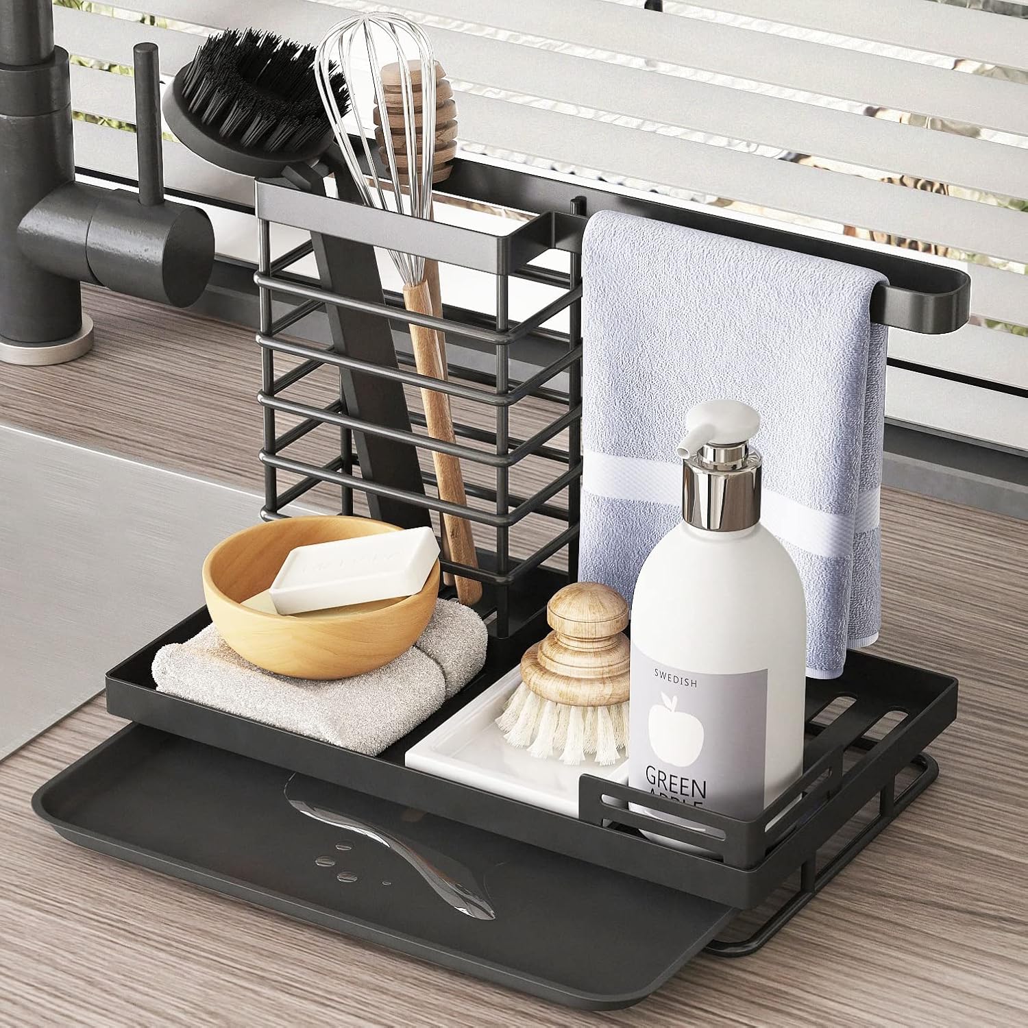 COVAODQ Washing up Caddy,Kitchen Sink Caddy Organiser,Sink Caddy (black) Amazon.co.uk Home