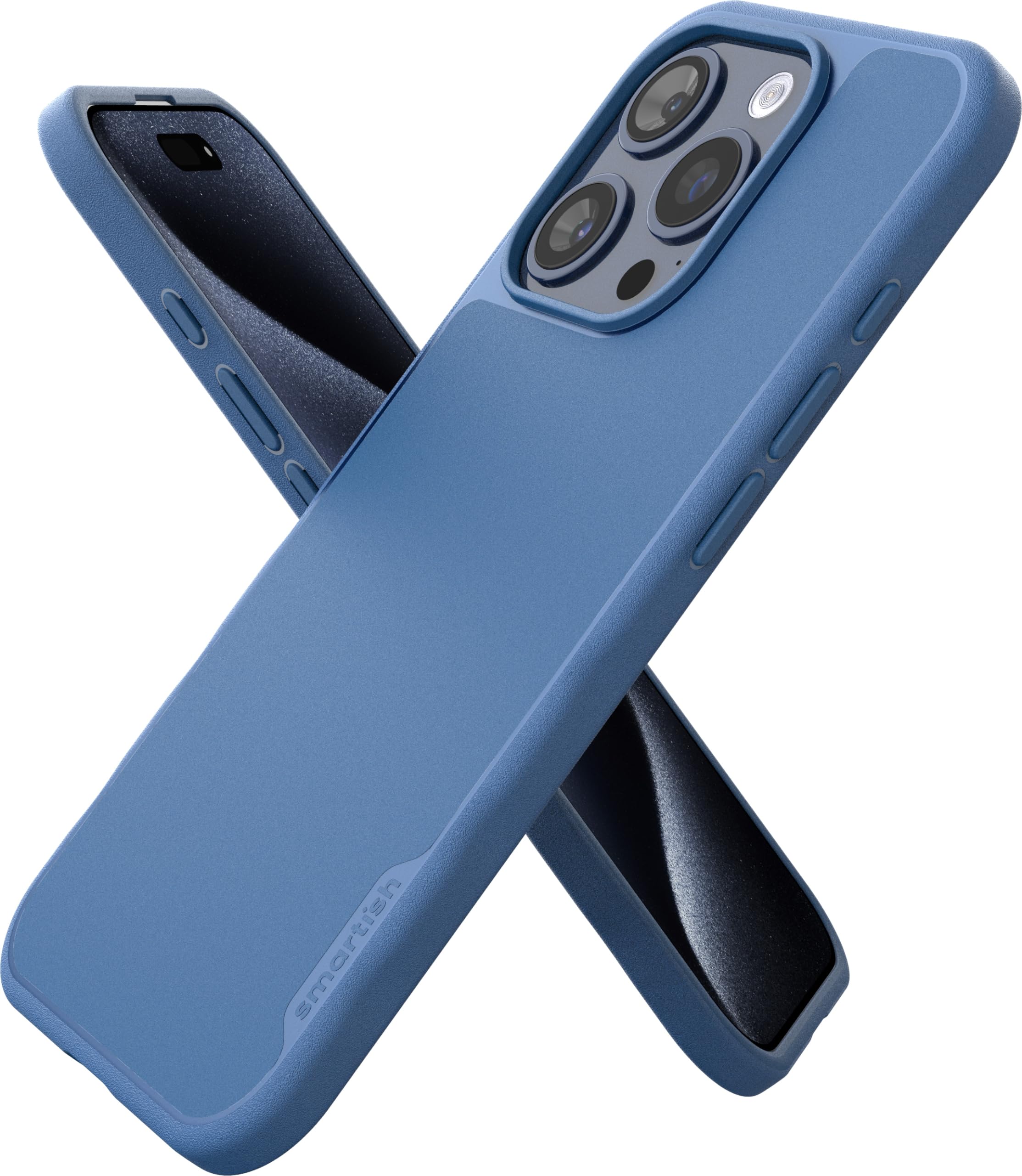 smartish iPhone 15 Pro Slim Case – Gripmunk kompatibel mit MagSafe [leicht und schützend] dünne griffige magnetische Hülle mit Mikrofaser-Futter – Blau auf Grün