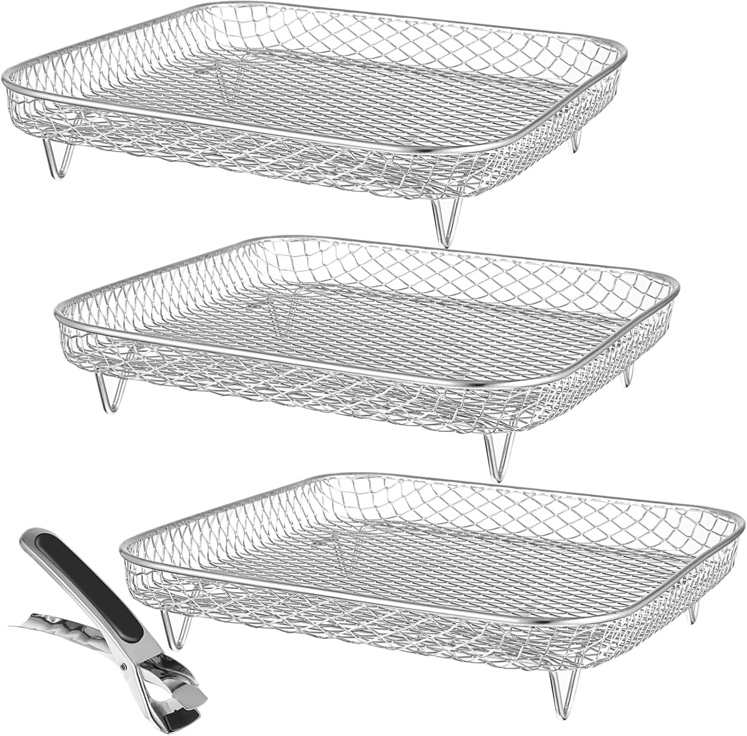 3 Pcs Stackable Stainless Steel Air Fryer Rack Multi Layer Dehydrator Racks for Efficient Cooking and Food Drying Home Kitchens Restaurants 3 Pcs Stackable Stainless Steel Air Fryer Rack Multi Layer Dehydrator Racks for Efficient Cooking and Food Drying Home Kitchens Restaurants