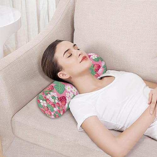 Miniatura 5 de Kigai Cervical Pillow for Neck Pain Relief Strawberry Flower Neck Roll Memory Foam Pillow Round Cervical Bolster Pillow for Legs Bed Head Back