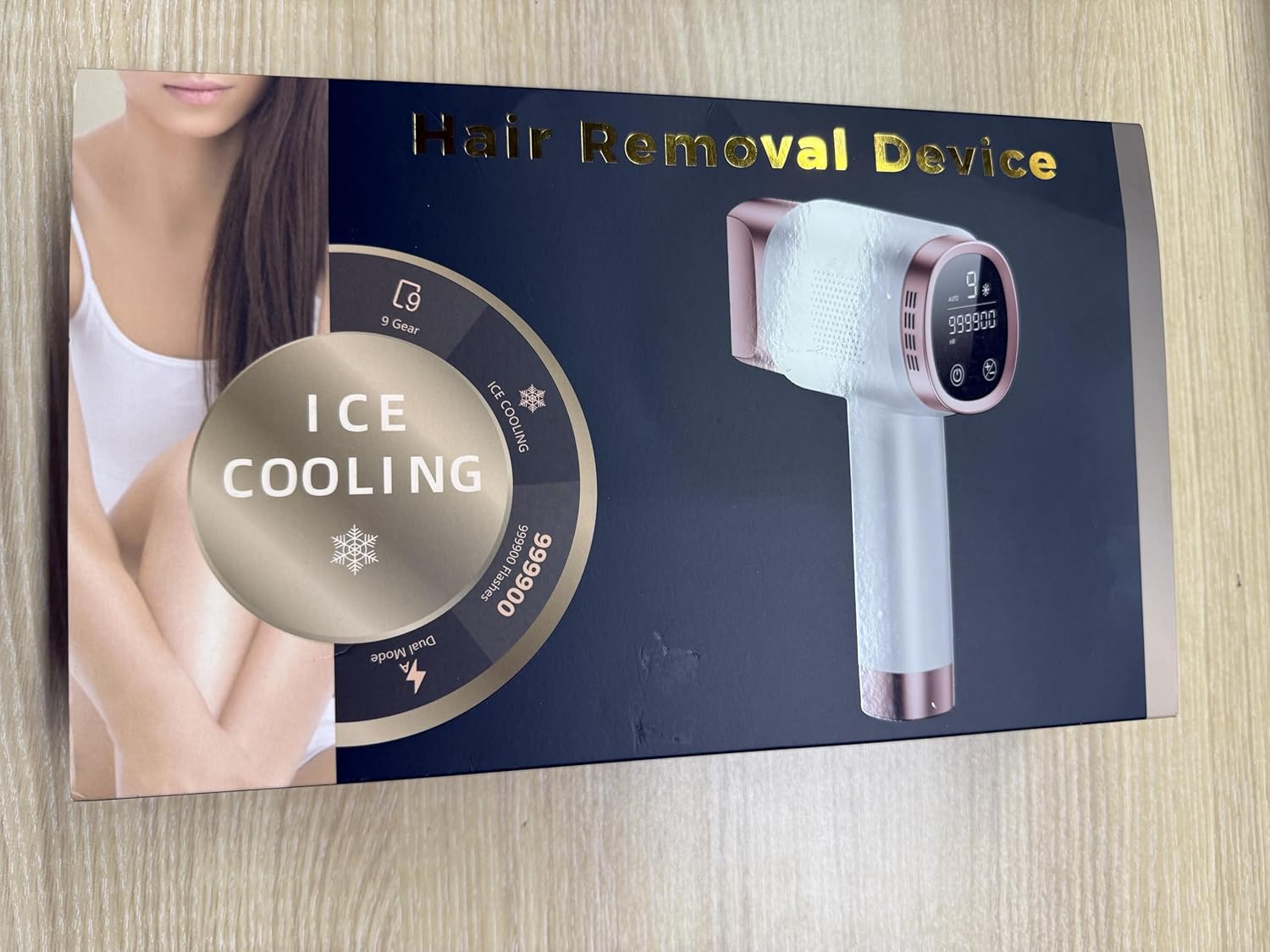 Product packaging highlighting key features like ICE COOLING and 9 Gear