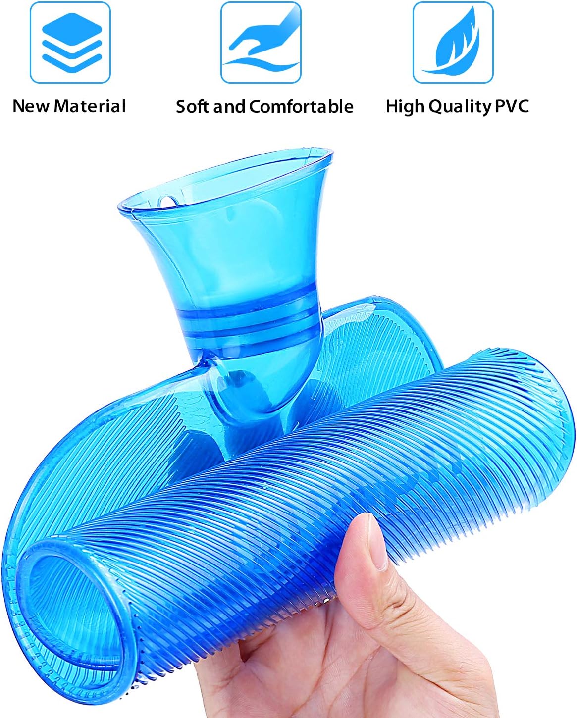 Hot Water Bottle with Cover, Ohuhu 2L Classic Premium Transparent Hot or Cold Water Bag with Knit Cover for Pain Relief Hot Pack Therapy 2000ml 68oz, Blue, Home and Outdoor