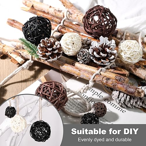 Miniatura 6 de FUTUREPLUSX 42 bolas de mimbre de ratán, bolas decorativas, orbes y jarrones, rellenos de cuencos para decoración del hogar, boda, manualidades, 4