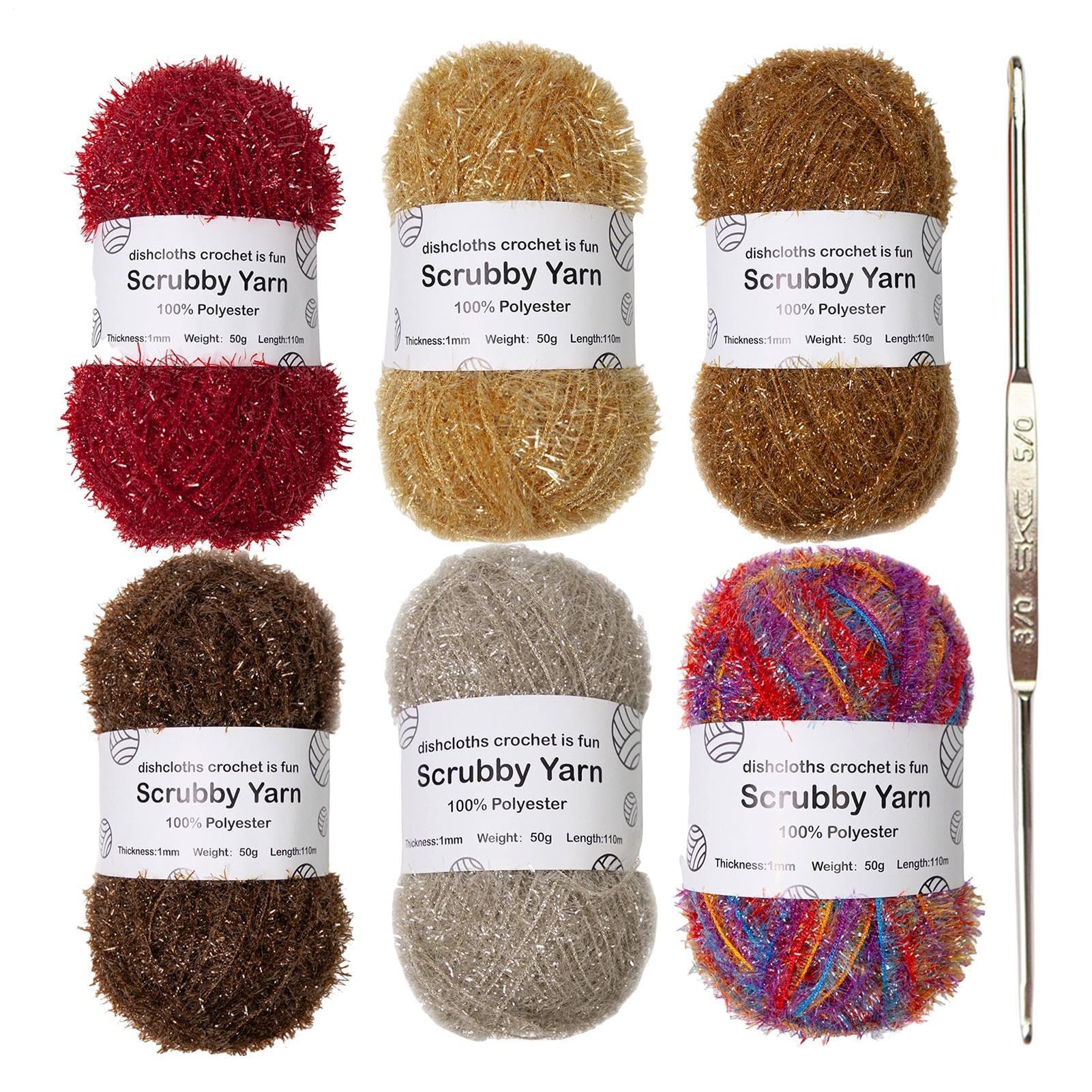 Häkelgarn – verschiedene Farben, Garn-Sortiment, Häkelgarne, strukturiertes Glanzgarn, für Badetücher, Geschirrtücher, Waschlappen, Häkeln, Stricken, Bastelgarne, Zubehör-Set