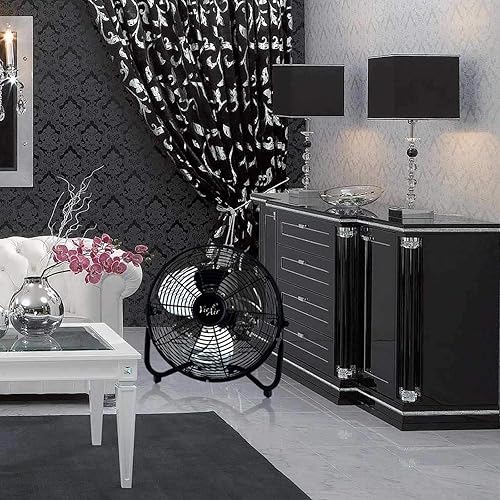 Miniatura 3 de Vie Air Ventilador de piso de metal de alta velocidad inclinable industrial de 20 pulgadas, color negro