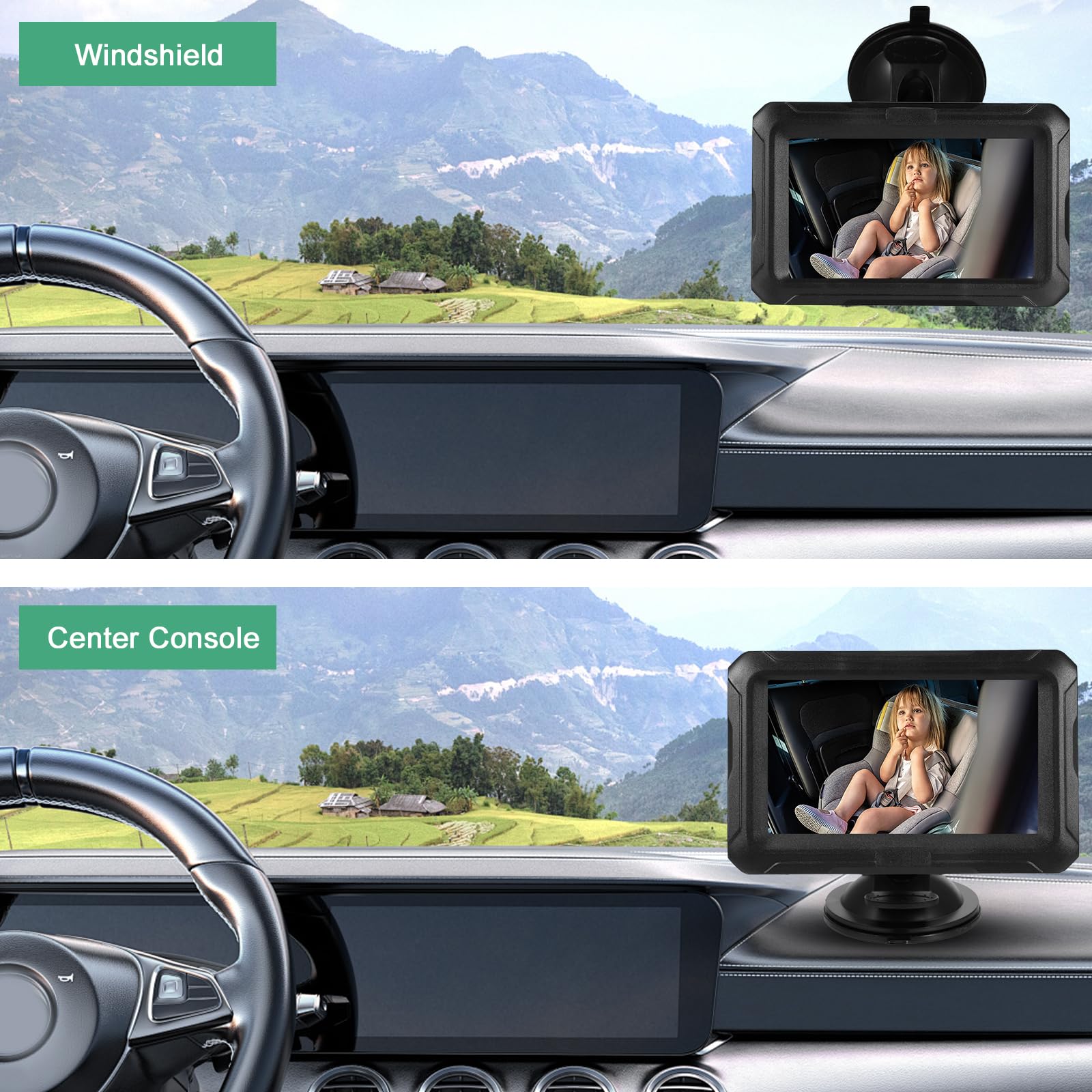 Espejo para Automóvil para Bebé, Monitor para bebé para automóvil HD 1080P de 4.3 '' con cámara para Asiento de automóvil para bebés Cámara para Asiento Trasero orientada hacia atrás