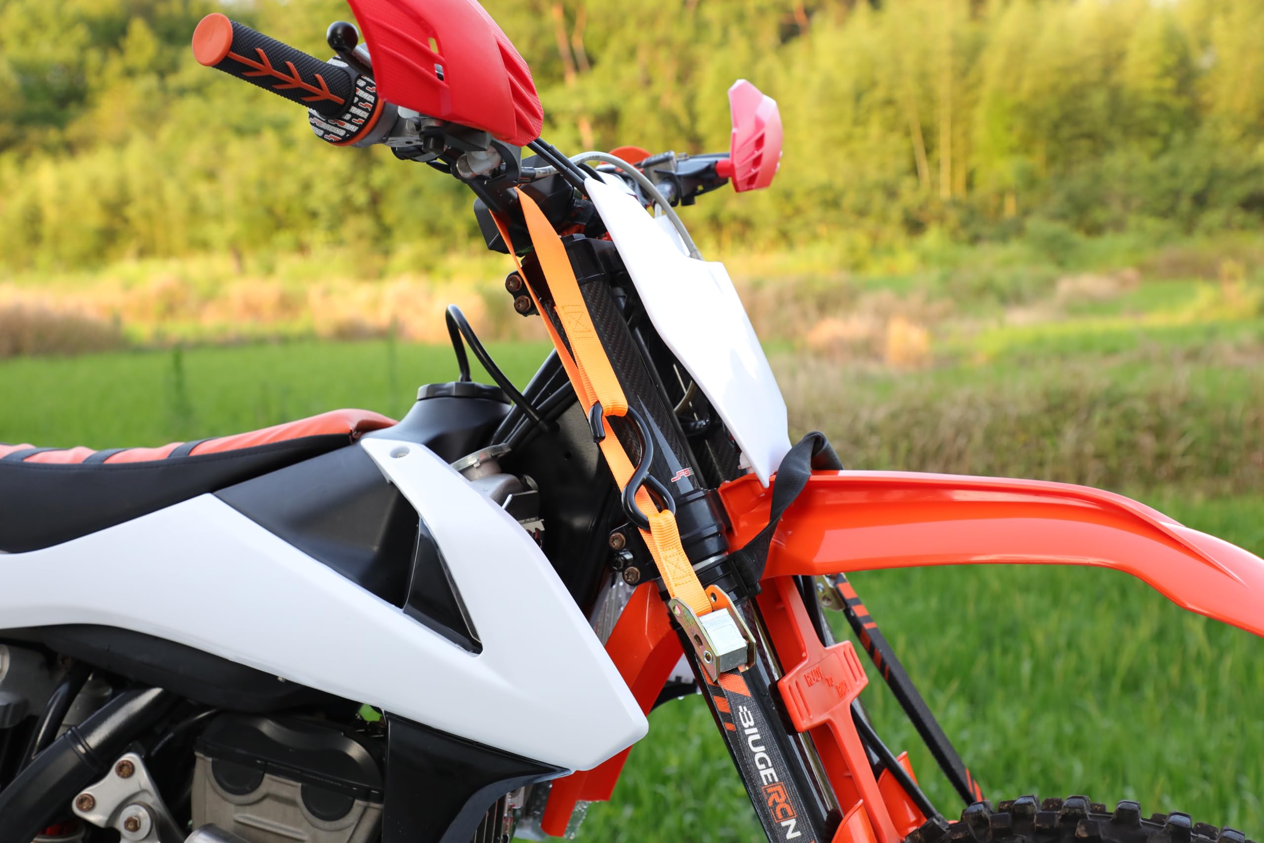 Cinghie di fissaggio per moto, resistenza alla rottura di 544 kg, confezione da 2 cinghie da 2,1 x 2,5 cm, con fibbie resistenti, moschettone in acciaio, fibbia con ganci a S per fissare rimorchi