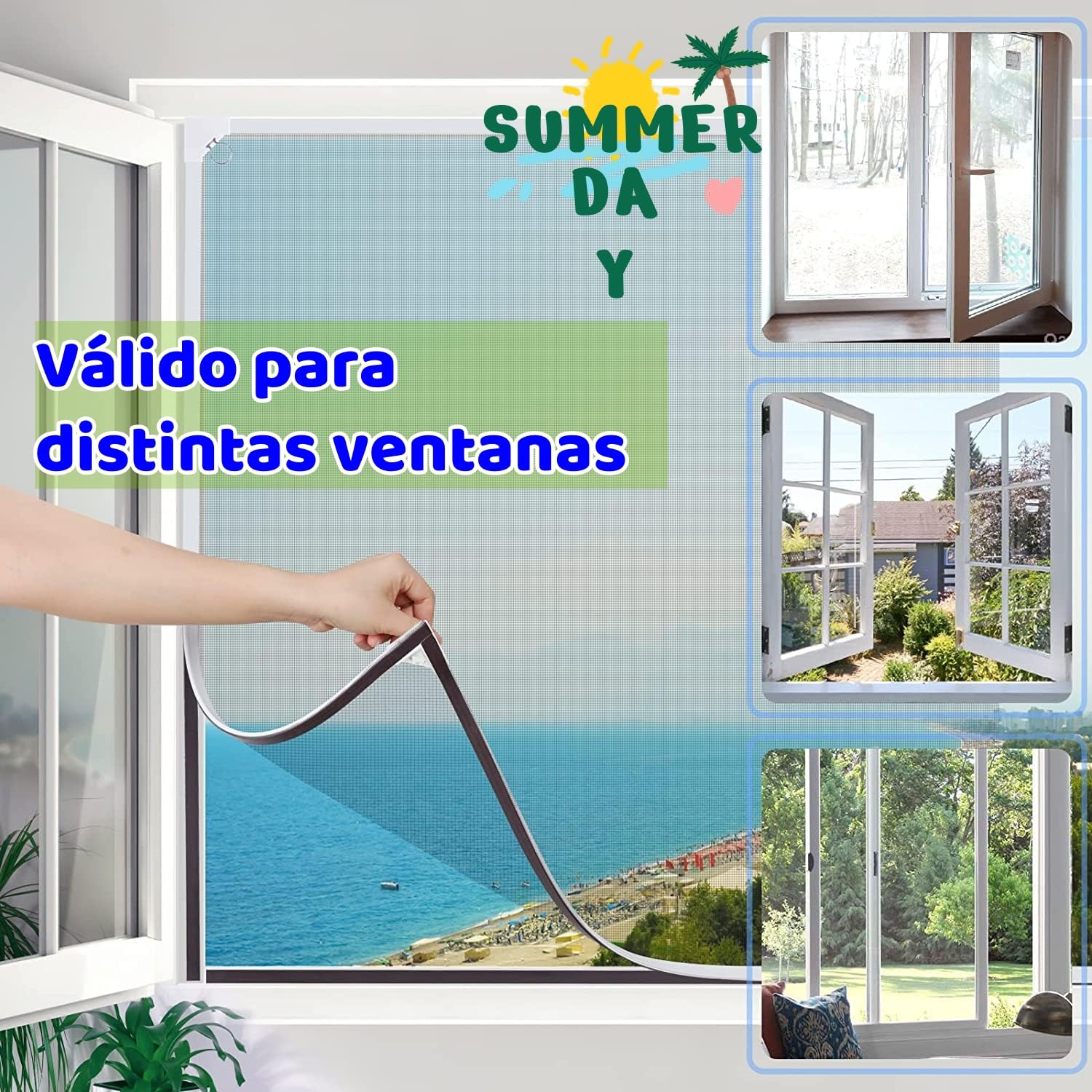 Mosquitera Magnética para Ventana, Tamaño Máximo 130 x 150 cm, Red de Fibra de Vidrio, Fácil Instalación, Recortable y Sin Taladrar