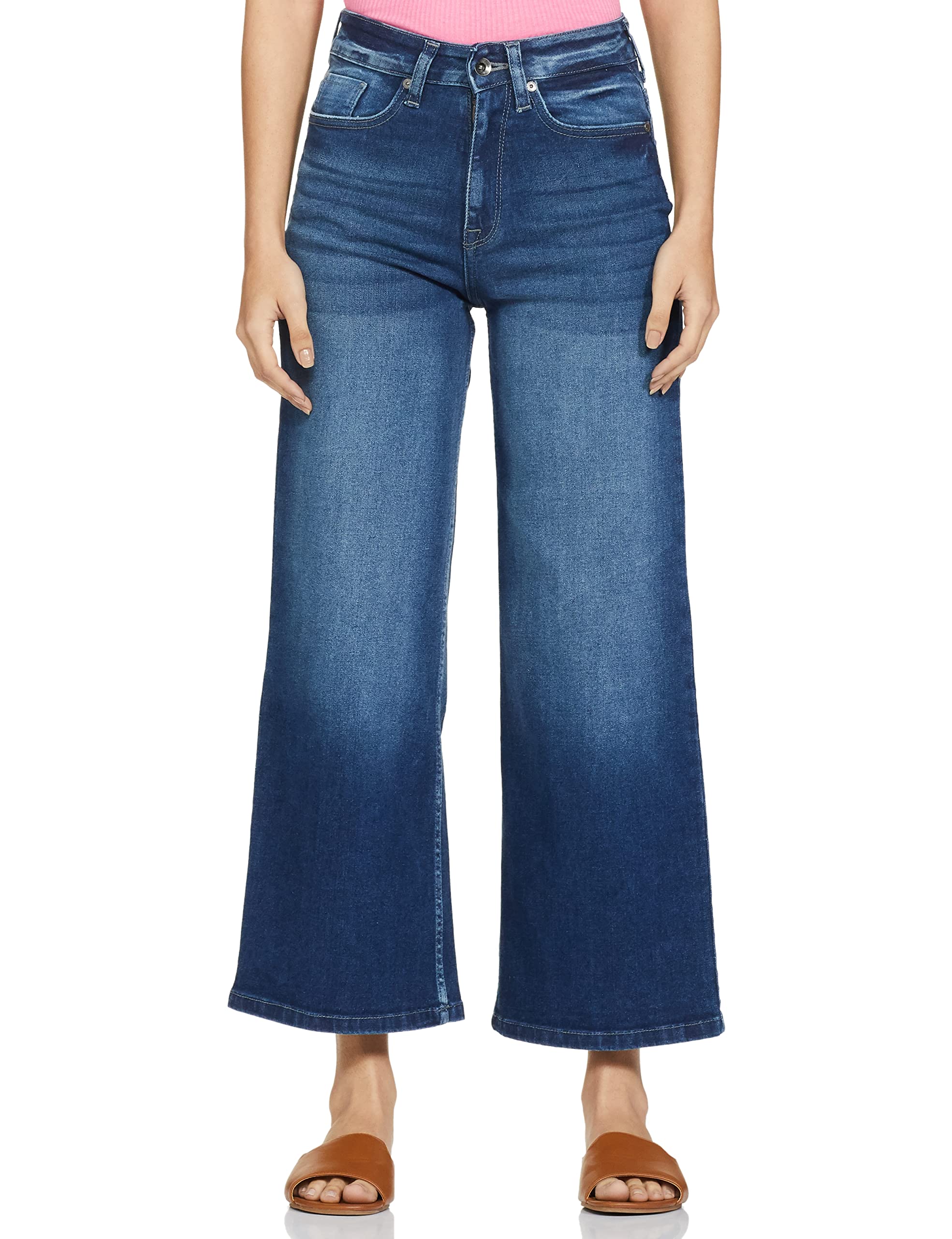 Pepe Jeans Women's Slim Fit High Rise Lightly Washed FLA Jeans in neutral