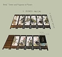 Vista 2 de Decoraciones para el hogar, divisor de 6 paneles, mini pantalla plegable, laca china, mini pantalla plegable de escritorio, adornos de Feng Shui