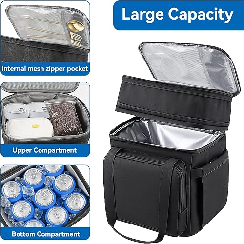 Miniatura 2 de Lonchera para hombres y mujeres, bolsa grande con aislamiento expandible, bolsa enfriadora de doble cubierta a prueba de fugas para adultos,