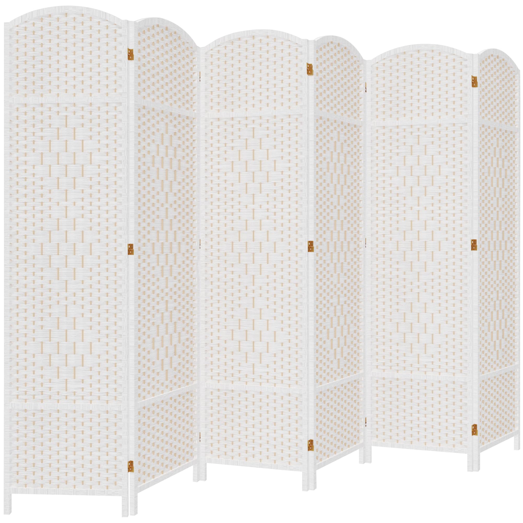 DURASPACE 6 Panel Room Divider, 6ft Tall Folding Privacy Screen, 360°Rotation, Hand-Woven Freestanding Wood Partition for Room Separation