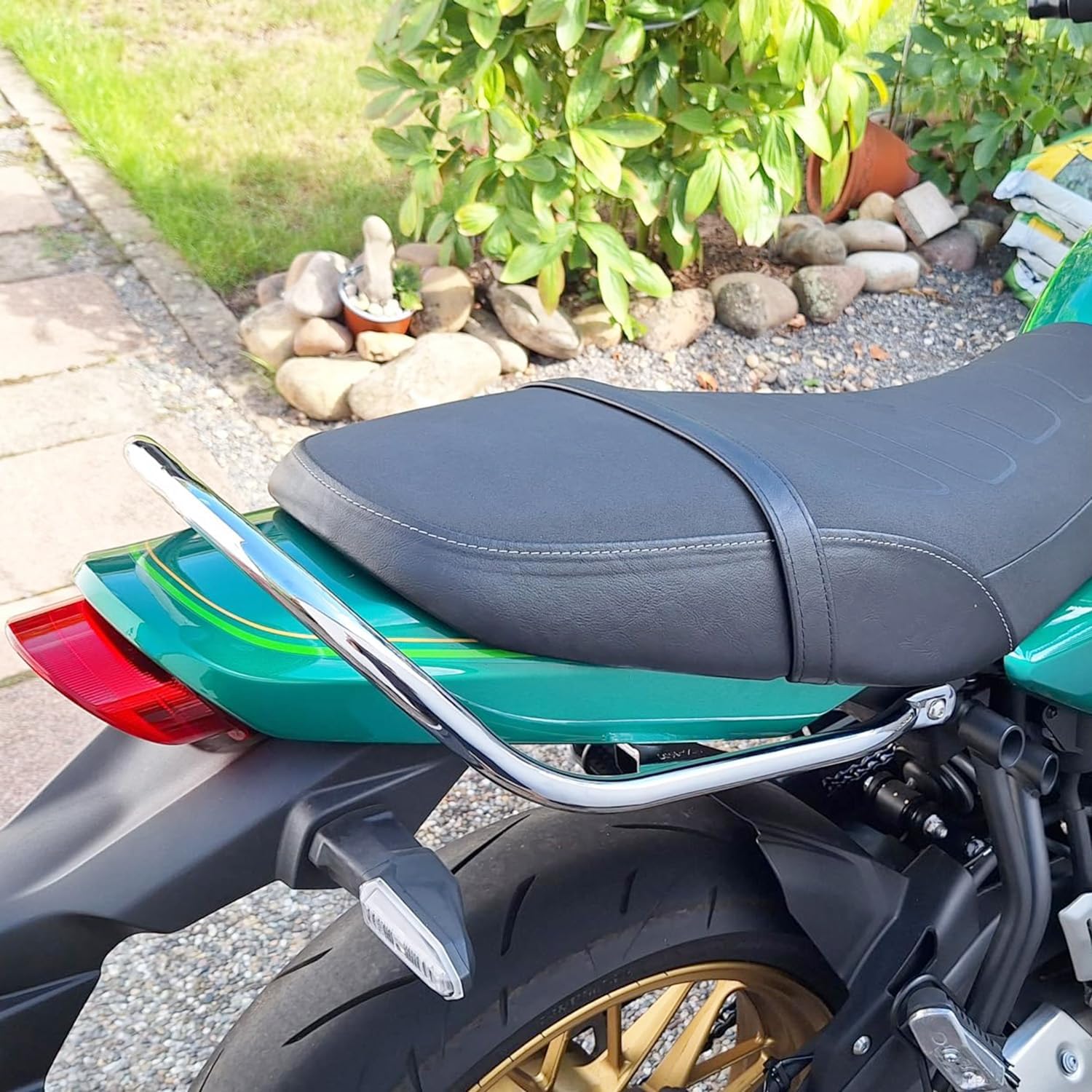 Motorrad Stahl Beifahrergriffe für Z650RS Z650 RS 2021 2022 2023 2024 2025 2026, Hintersitz Haltegriff Seitenhandlauf Hinten Sitz Griff Griffstange Kit, Chrom