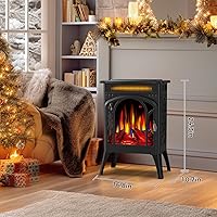 Vista 3 de Electric Fireplace Stove, 1500W, Fast Heating, X Infrared Fireplace Heater with Remote Control, 8H Timer, Freestanding Stove with Adjustable 3D