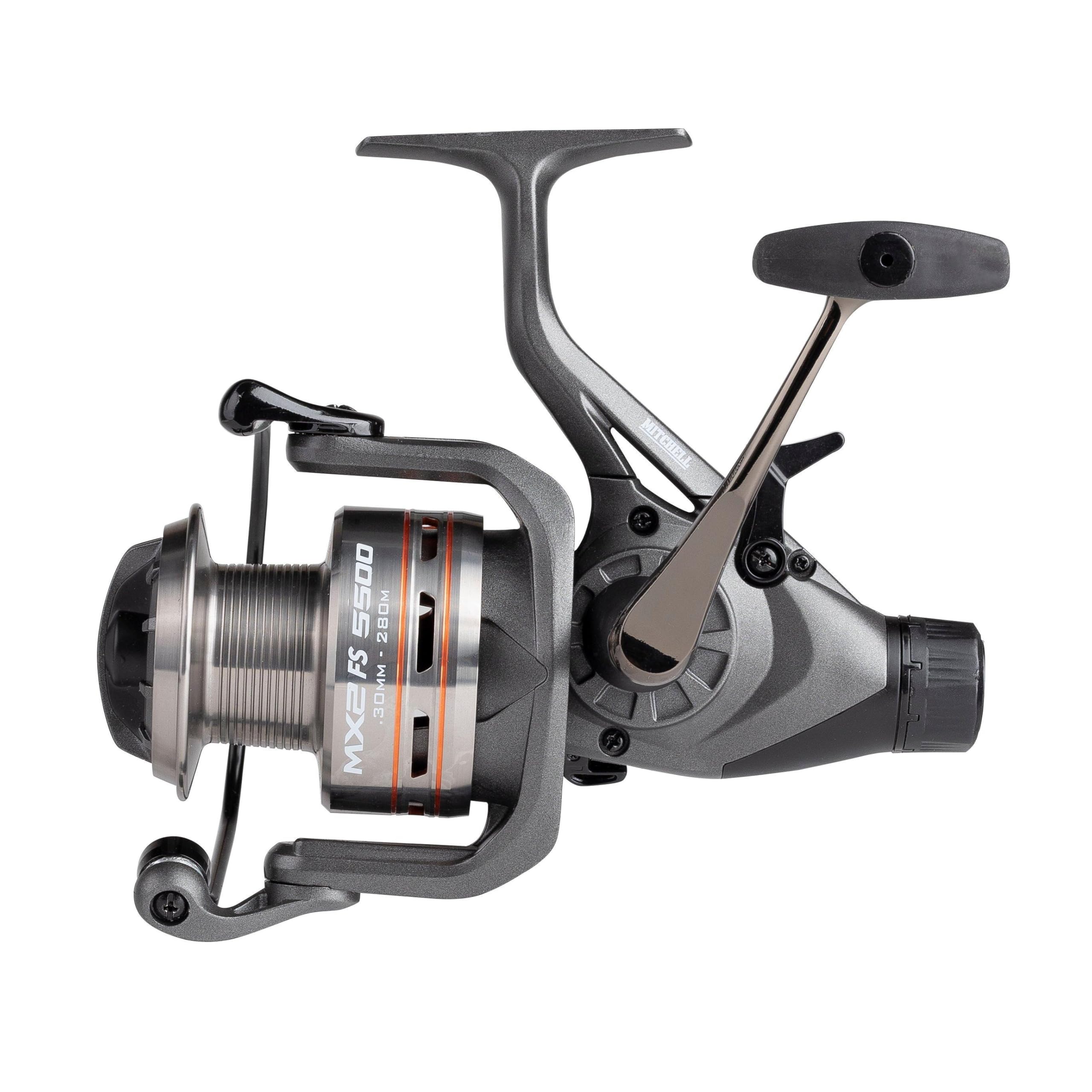 Mitchell MX2 Free Baitrunner Carrete de pesca de carpa, carrete y mango de metal, bolas de acero inoxidable 3+1, carrete de repuesto, gris
