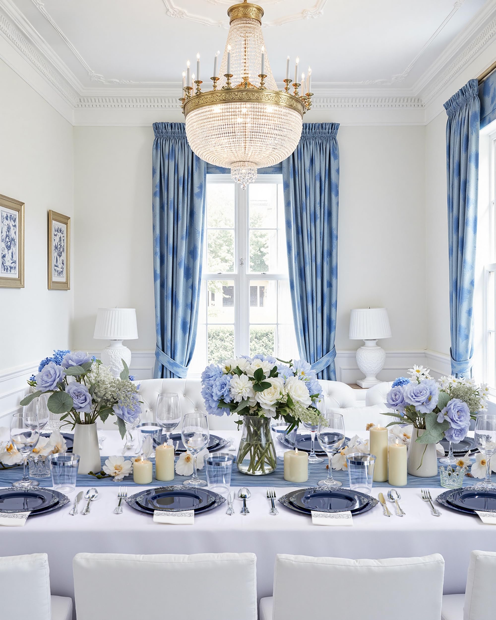 Blue & Silver Plastic Plates - 175 Piece Set -6
