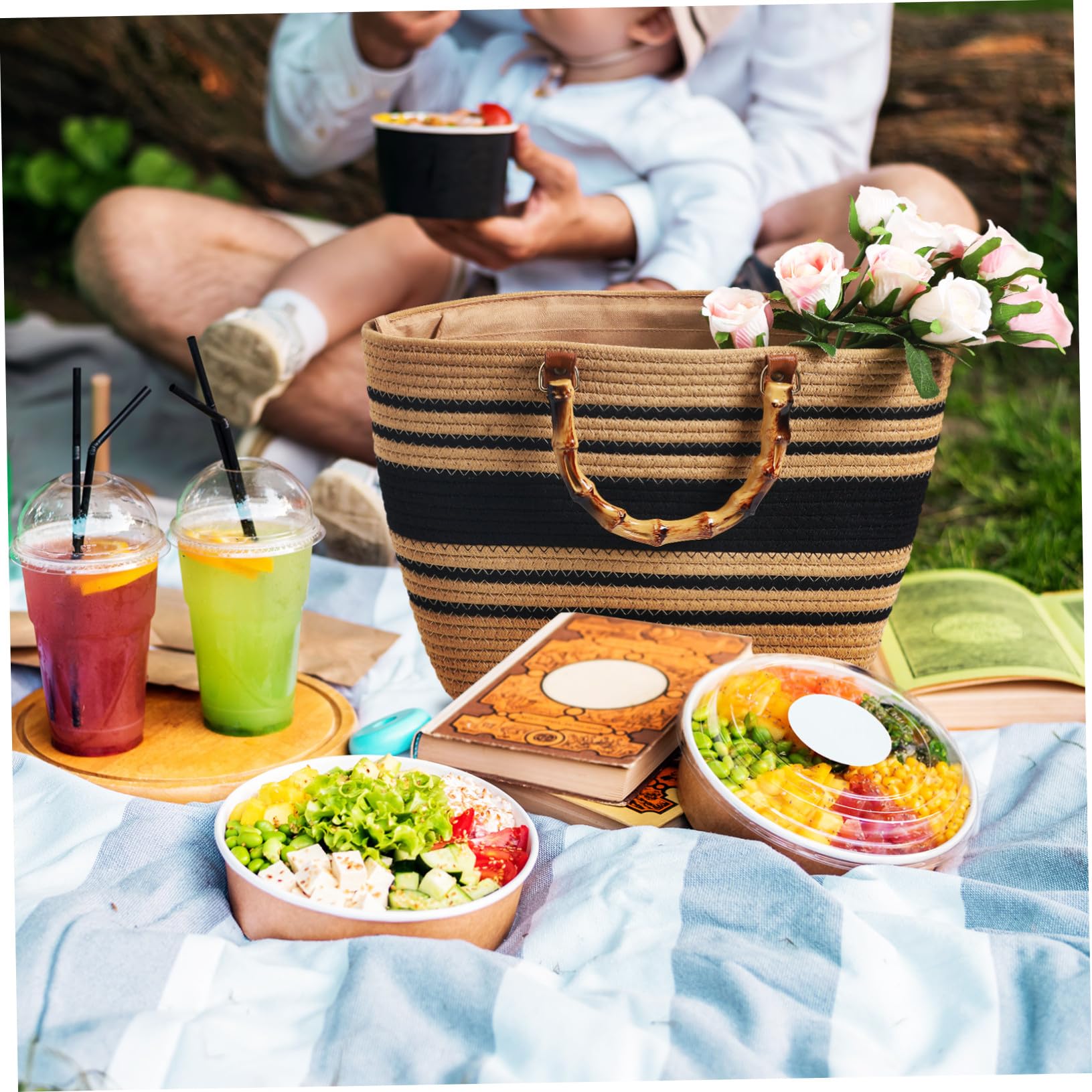 Healeved Borsa Tote Intrecciata da Donna in Paglia Naturale, Borsa a Mano e Tracolla Leggera per Spiaggia Estiva e Viaggi di Piacere, Ampia Capacità e Design Artigianale Unicità