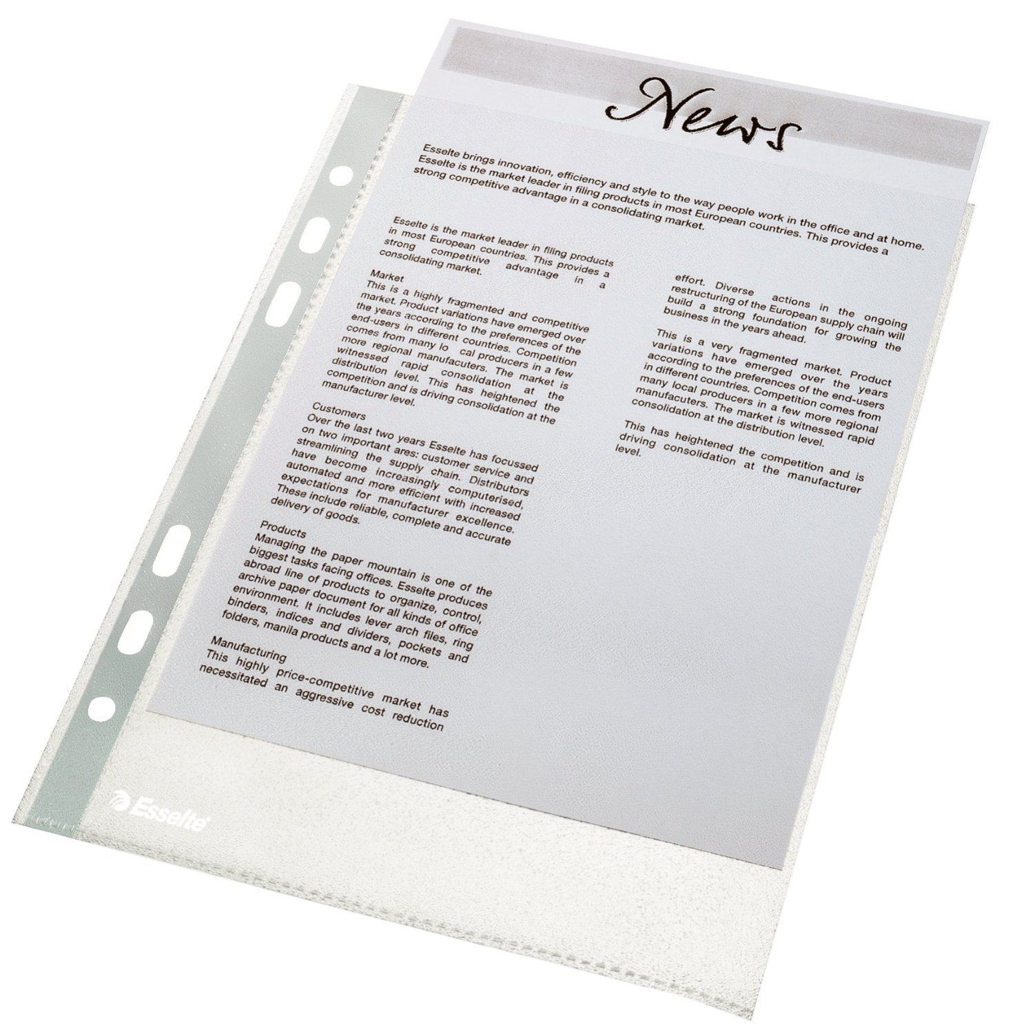 Esselte, Pochettes Plastique Perforées A5, Atière Grainée Ate, Ouverture Sur Le Haut