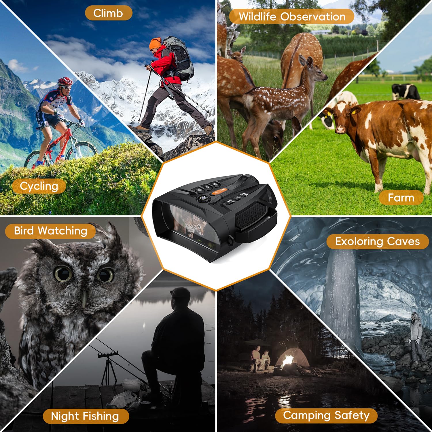 Night Vision Goggles - 4K Night Vision Binoculars for Adults, 4'' HD Screen Binoculars Camera for Camping/Security, Support Computer, 10x Zoom, 5000mAh Battery, 32GB TF Card, Gifts for Men, Black