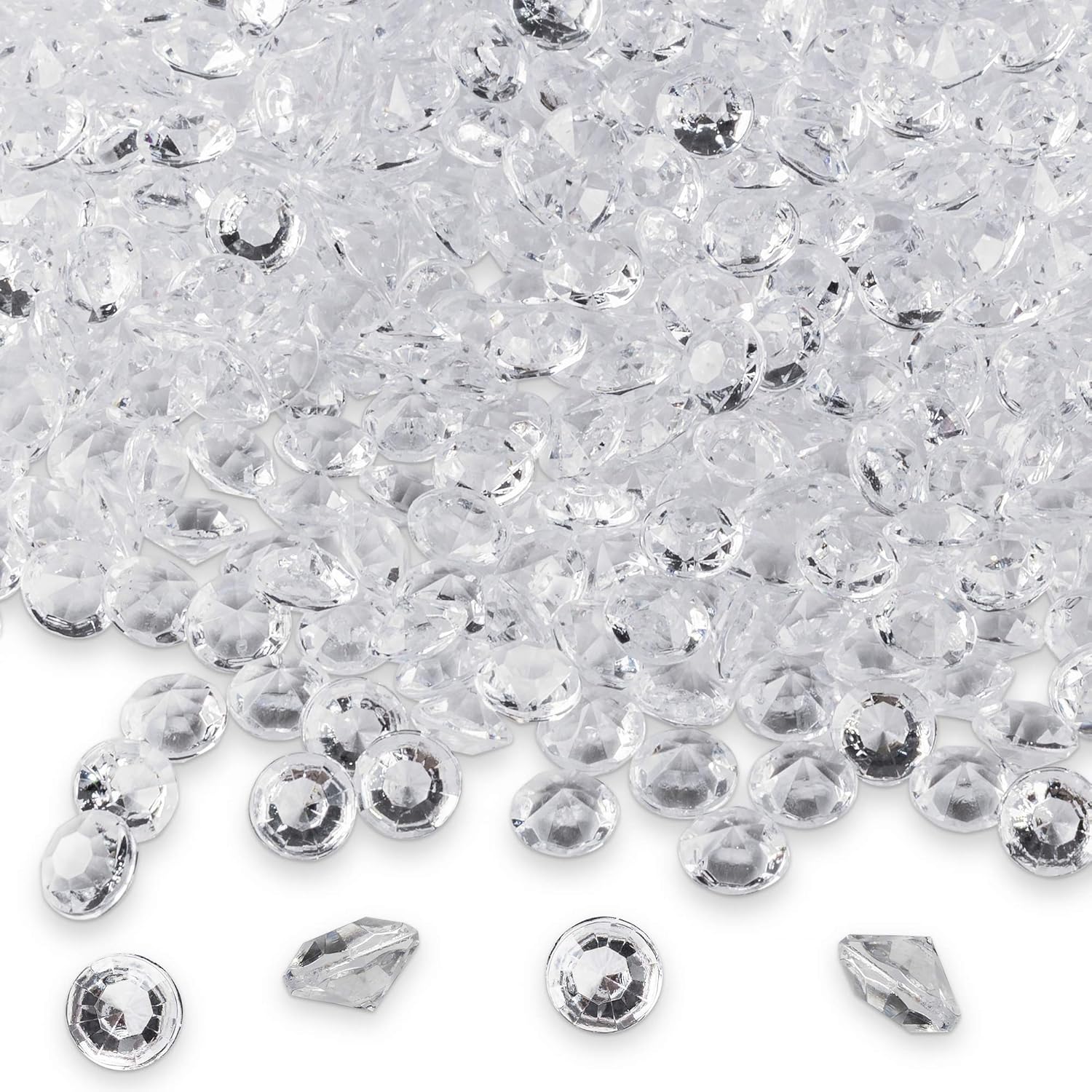 Super Z Outlet Diamond Table Confetti, Vase Filler, Party Decorations for Weddings, Bridal Shower, Birthdays, Home, and more. 2000 Pack of 1 Carat 6.5mm Jewels (Clear)