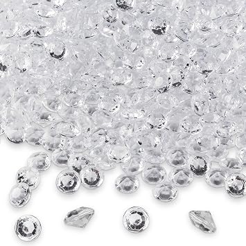 Super Z Outlet Diamond Table Confetti, Vase Filler, Party Decorations for Weddings, Bridal Shower, Birthdays, Home, and more. 2000 Pack of 1 Carat 6.5mm Jewels Clear