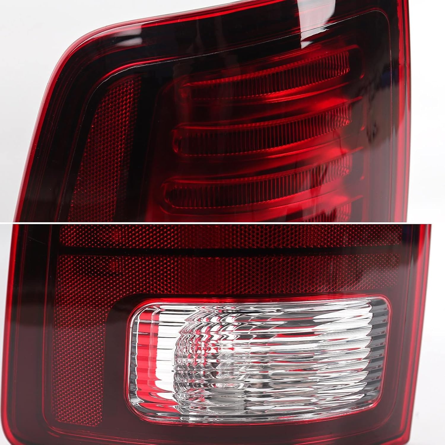 FIONE LED Tail Lights Assembly for 2013-2018 Dodge Ram 1500 & 2013-2018 Ram 2500 and 2014-2018 Ram 3500 Halogen Type & Red Lens Black Interior With BulbsLeft Driver Side